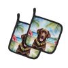 Chocolate Labrador Retriever Luau Pair of Pot Holders Kitchen Heat Resistant Pot Holders Sets Oven Hot Pads for Cooking Baking BBQ, 7 1/2 x 7 1/2
