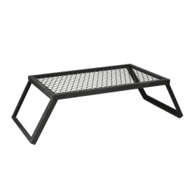 Heavy-Duty Carbon Steel Campfire Grill, 24" x 16", Foldable Legs, Black