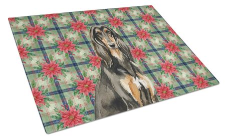 Black & Tan Afghan Hound Christmas PoinsettIas Glass Cutting Board Decorative Tempered Glass Kitchen Cutting and Serving Board Large Size Chopping Boa