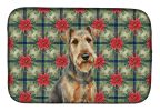 Grizzle Airedale Terrier Christmas PoinsettIas Dish Drying Mat Absorbent Dish Drying Mat Pad for Kitchen Counter Dish Drainer Mat for Countertop