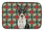 Black and White Basenji Christmas PoinsettIas Dish Drying Mat Absorbent Dish Drying Mat Pad for Kitchen Counter Dish Drainer Mat for Countertop
