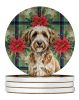 Lagotto Romagnolo Christmas PoinsettIas Large Sandstone Coasters Pack of 4 Absorbent Round Coasters Decor Gifts for Men or Women, 4 in, Multicolor