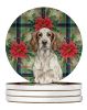 Liver Belton English Setter Christmas PoinsettIas Large Sandstone Coasters Pack of 4 Absorbent Round Coasters Decor Gifts for Men or Women, 4 in