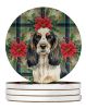 Parti Cocker Spaniel Christmas PoinsettIas Large Sandstone Coasters Pack of 4 Absorbent Round Coasters Decor Gifts for Men or Women, 4 in, Multicolor
