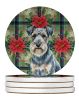 Blue Lakeland Terrier Christmas PoinsettIas Large Sandstone Coasters Pack of 4 Absorbent Round Coasters Decor Gifts for Men or Women, 4 in, Multicolor