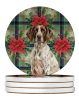 German Shorthaired Pointer Christmas PoinsettIas Large Sandstone Coasters Pack of 4 Absorbent Round Coasters Decor Gifts for Men or Women, 4 in