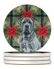 Blue Neapolitan Mastiff Christmas PoinsettIas Large Sandstone Coasters Pack of 4 Absorbent Round Coasters Decor Gifts for Men or Women, 4 in