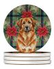 Red Leonberger Christmas PoinsettIas Large Sandstone Coasters Pack of 4 Absorbent Round Coasters Decor Gifts for Men or Women, 4 in, Multicolor