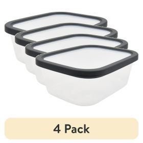 (4 pack) Plastic Durable Gray Food Storage Container 8 Cup 2 Count