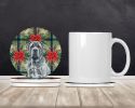 Blue Neapolitan Mastiff Christmas PoinsettIas Large Sandstone Coasters Pack of 4 Absorbent Round Coasters Decor Gifts for Men or Women, 4 in