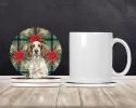 Liver Belton English Setter Christmas PoinsettIas Large Sandstone Coasters Pack of 4 Absorbent Round Coasters Decor Gifts for Men or Women, 4 in