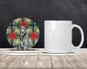 Gray Irish Wolfhound Christmas PoinsettIas Large Sandstone Coasters Pack of 4 Absorbent Round Coasters Decor Gifts for Men or Women, 4 in, Multicolor