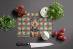 Airedale Terrier Christmas PoinsettIas Glass Cutting Board Decorative Tempered Glass Kitchen Cutting and Serving Board Large Size Chopping Board