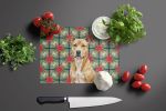 Fawn American Staffordshire Terrier Christmas PoinsettIas Glass Cutting Board Decorative Tempered Glass Kitchen Cutting and Serving Board Large Size C