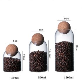 1 SET Storage ball jar, glass tea jar, minimalist cork jar, sealed candy jar, storage jar, coffee jar, dry food storage jar, coffee storage container (Option: 3pcs)