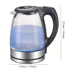 Electric Kettle With Stainless Steel Filter And Inner Lid, 1200W Wide Opening 1.7L Glass Tea Kettle & Hot Water Boiler Black (Option: Black1)