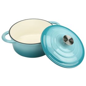 Dutch Oven,Dutch Oven Pot with Lid,3 QT Enamel Dutch Ovens with Dual Handles,Cast Iron Pot for Braiser,Cooking,Gifts for Family (Color: teal)