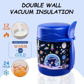 Insulated Lunch Boxes, Insulated lunch box for kids, Double Wall Vacuum Insulation & Exquisite 3D Pattern Design, For School Or Office, Christmas Gift (BWB-4K: Blue-Space World)