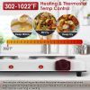 Infrared Dual Burner Hot Plate - 1000W & 800W  Glass Plates, Quick/Even Heating, 302-1022 Stepless Temp, Auto Shut-Off
